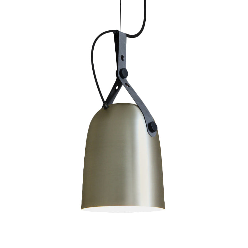 Elongated Dome Kitchen Ceiling Lamp Factory Iron 1 Head Black/Copper/Silver Hanging Light Fixture with Strap Handle Clearhalo 'Art Deco Pendants' 'Black' 'Cast Iron' 'Ceiling Lights' 'Ceramic' 'Crystal' 'Industrial Pendants' 'Industrial' 'Metal' 'Middle Century Pendants' 'Pendant Lights' 'Pendants' 'Rustic Pendants' 'Tiffany' Lighting' 1472896