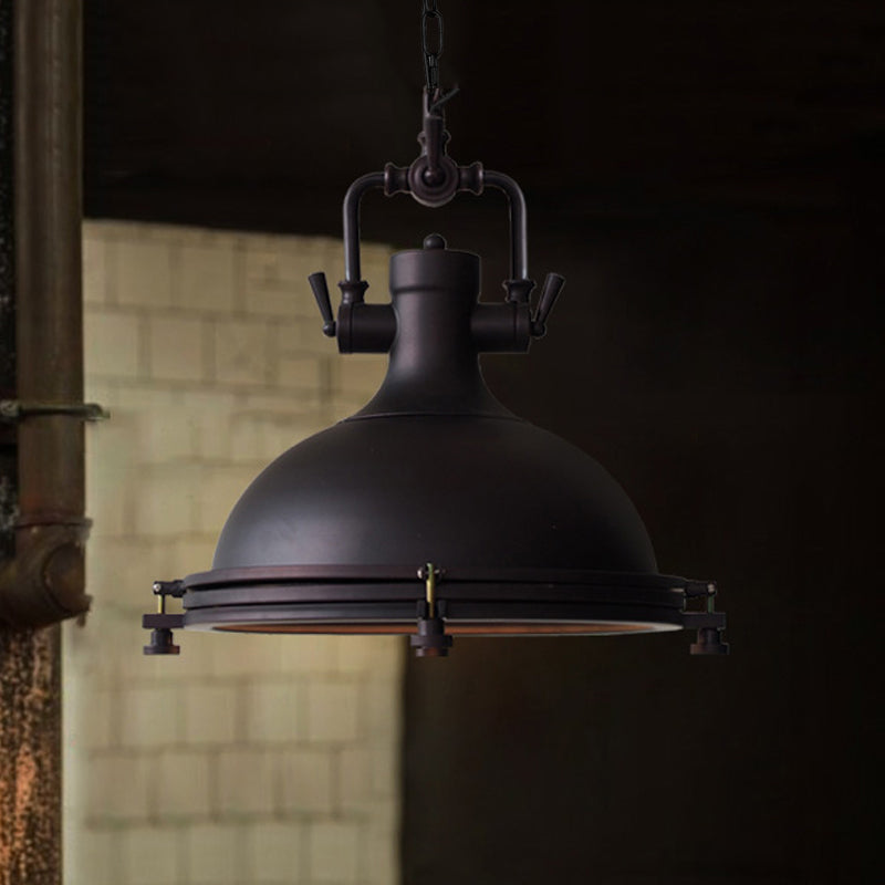 Matte Black Pot Pendant Ceiling Light Industrial Iron Single Dining Table Hanging Lamp Kit, 12.5"/16" Width Clearhalo 'Art Deco Pendants' 'Black' 'Cast Iron' 'Ceiling Lights' 'Ceramic' 'Crystal' 'Industrial Pendants' 'Industrial' 'Metal' 'Middle Century Pendants' 'Pendant Lights' 'Pendants' 'Rustic Pendants' 'Tiffany' Lighting' 1472910