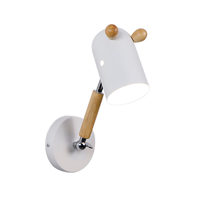 Iron Elongated Dome Swing Arm Wall Lamp Kids 1 Bulb White/Green/Grey-Wood Sconce Fixture with Venting Hole Clearhalo 'Wall Lamps & Sconces' 'Wall Lights' Lighting' 1473318