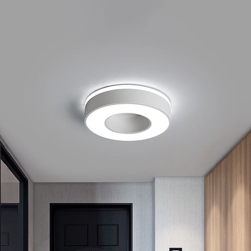LED Corridor Ceiling Light Simple Black/White Flush Mounted Lamp with Small Square/Round Acrylic Frame, Warm/White Light Clearhalo 'Ceiling Lights' 'Close To Ceiling Lights' 'Close to ceiling' 'Flush mount' Lighting' 1473602