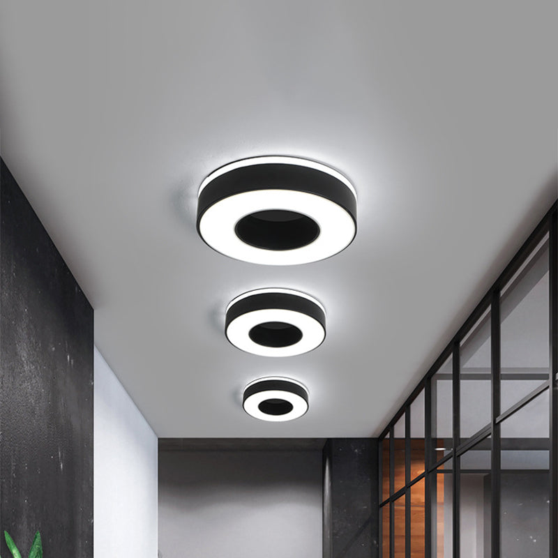 LED Corridor Ceiling Light Simple Black/White Flush Mounted Lamp with Small Square/Round Acrylic Frame, Warm/White Light Clearhalo 'Ceiling Lights' 'Close To Ceiling Lights' 'Close to ceiling' 'Flush mount' Lighting' 1473607