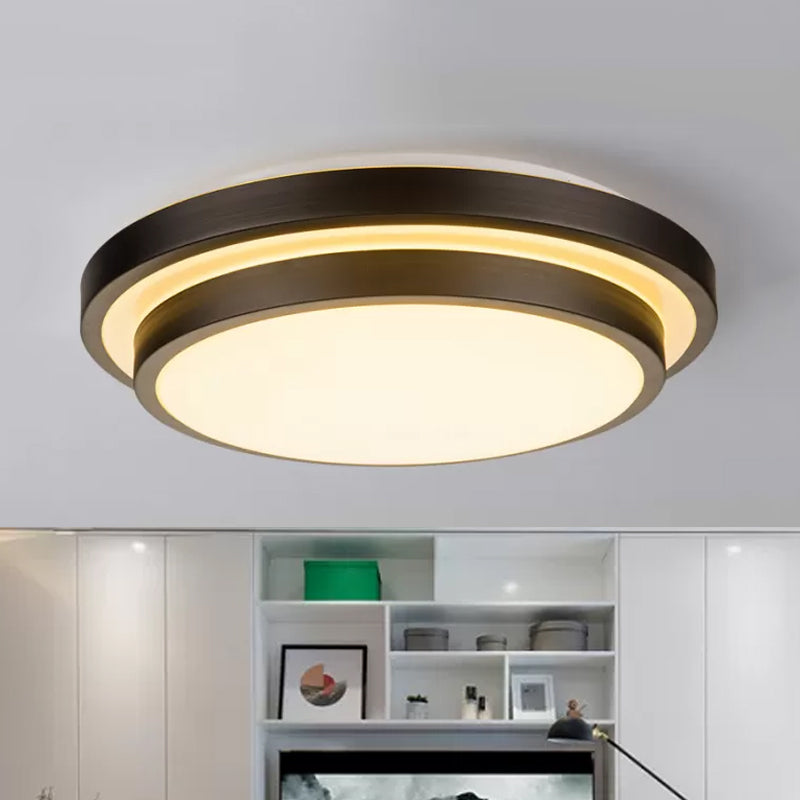 Vintage Dual-Layered Ceiling Flush LED Iron Flush Mount Light Fixture in Black for Living Room, 11"/16"/19.5" W Clearhalo 'Ceiling Lights' 'Close To Ceiling Lights' 'Close to ceiling' 'Flush mount' Lighting' 1473812