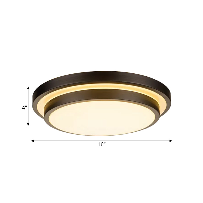 Vintage Dual-Layered Ceiling Flush LED Iron Flush Mount Light Fixture in Black for Living Room, 11"/16"/19.5" W Clearhalo 'Ceiling Lights' 'Close To Ceiling Lights' 'Close to ceiling' 'Flush mount' Lighting' 1473817