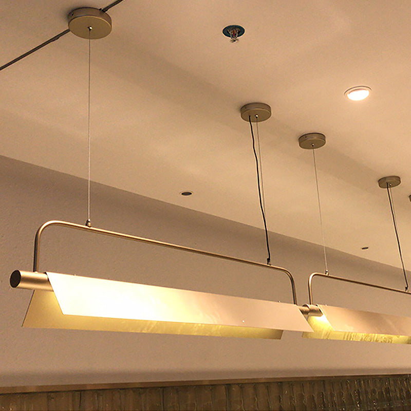 Metallic Rectangle Island Light Fixture Colonial LED Restaurant Hanging Lamp Kit in Gold Clearhalo 'Ceiling Lights' 'Island Lights' Lighting' 1474117