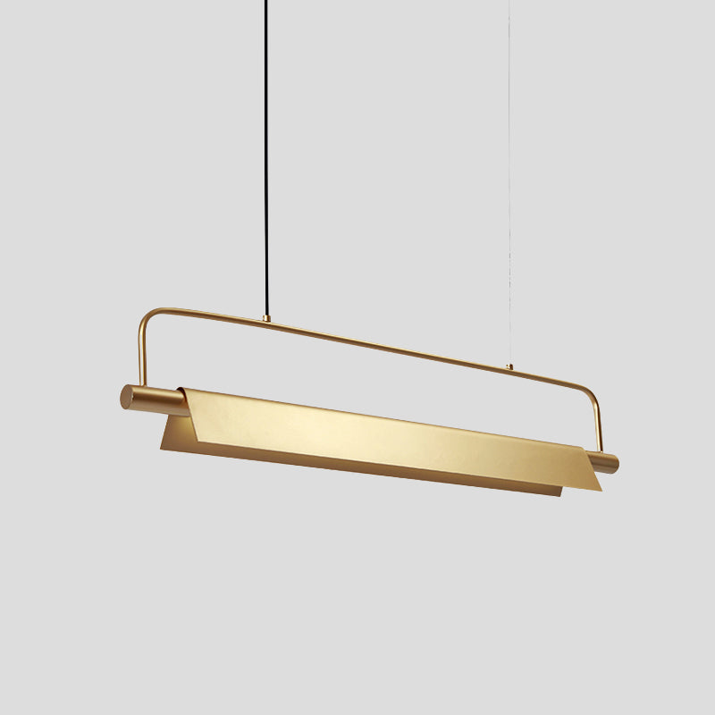 Metallic Rectangle Island Light Fixture Colonial LED Restaurant Hanging Lamp Kit in Gold Clearhalo 'Ceiling Lights' 'Island Lights' Lighting' 1474119