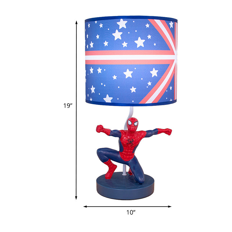 Fabric Drum Nightstand Lamp Kids 1 Bulb Night Table Lighting in Blue with Star Pattern for Nursery Clearhalo 'Lamps' 'Table Lamps' Lighting' 1474313