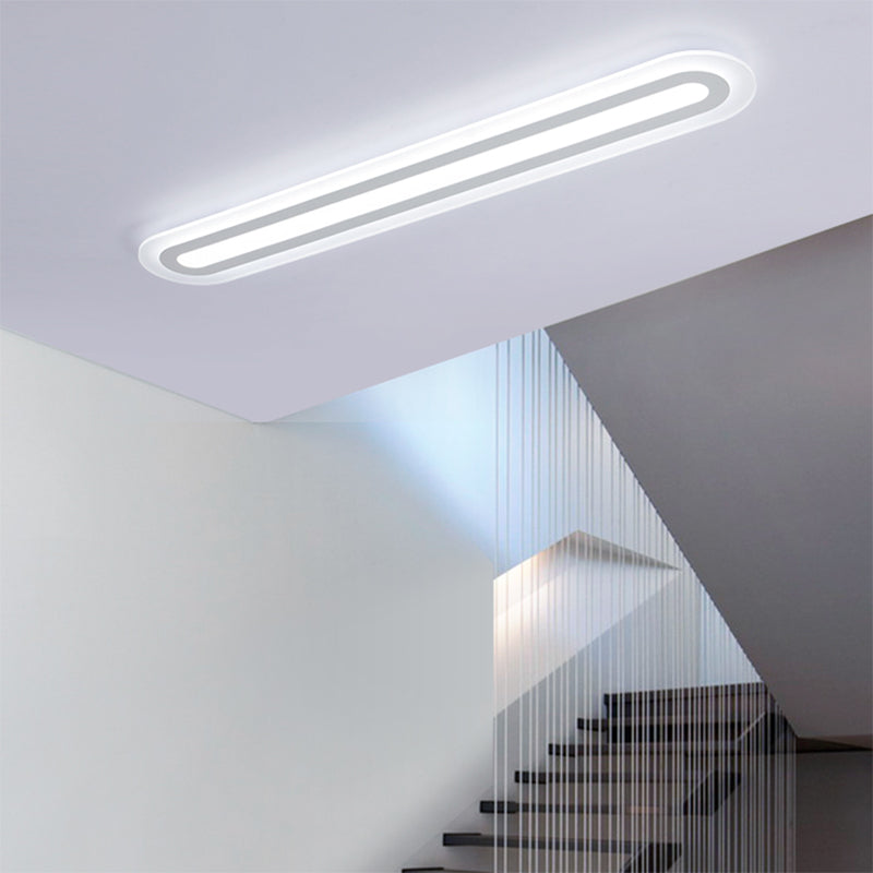 31.5"/39"/47" Wide Simplicity Oval Acrylic Flush Mount Light LED Ceiling Mounted Fixture in Warm/White Light White White Clearhalo 'Ceiling Lights' 'Close To Ceiling Lights' 'Close to ceiling' 'Flush mount' Lighting' 147436