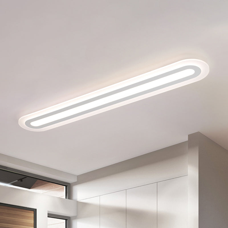 31.5"/39"/47" Wide Simplicity Oval Acrylic Flush Mount Light LED Ceiling Mounted Fixture in Warm/White Light White Warm Clearhalo 'Ceiling Lights' 'Close To Ceiling Lights' 'Close to ceiling' 'Flush mount' Lighting' 147437
