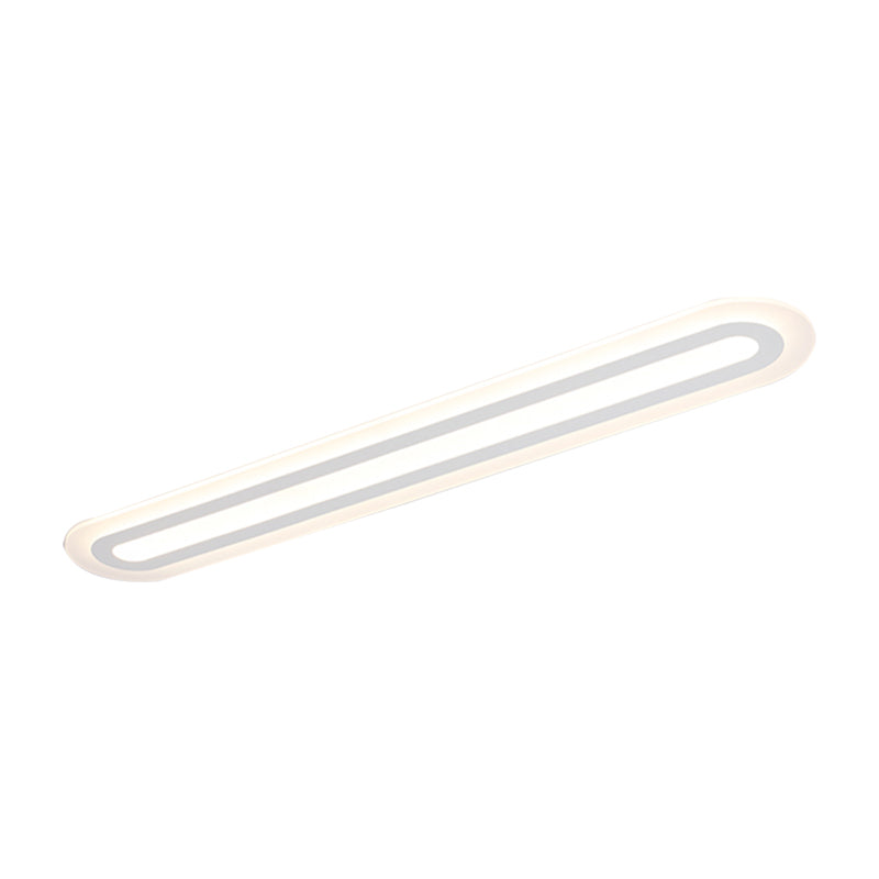 31.5"/39"/47" Wide Simplicity Oval Acrylic Flush Mount Light LED Ceiling Mounted Fixture in Warm/White Light Clearhalo 'Ceiling Lights' 'Close To Ceiling Lights' 'Close to ceiling' 'Flush mount' Lighting' 147438