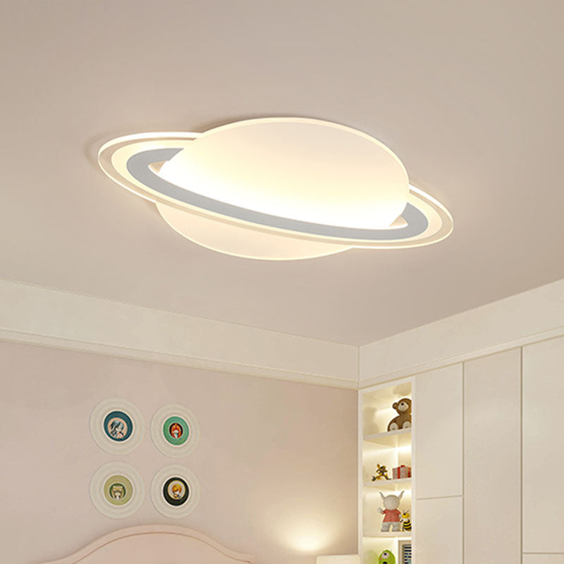 Acrylic Planet Flush Light Fixture Modern 12"/18" Long LED White Flush Mount Lighting in Warm/White Light for Living Room White Clearhalo 'Ceiling Lights' 'Close To Ceiling Lights' 'Close to ceiling' 'Flush mount' Lighting' 1474397