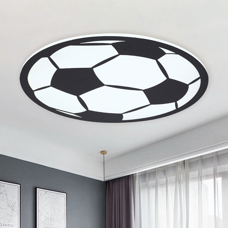 Black/White Football Flush Light Kids LED Acrylic Flush Mount Recessed Lighting for Boys Bedroom Clearhalo 'Ceiling Lights' 'Close To Ceiling Lights' 'Close to ceiling' 'Flush mount' Lighting' 1474401