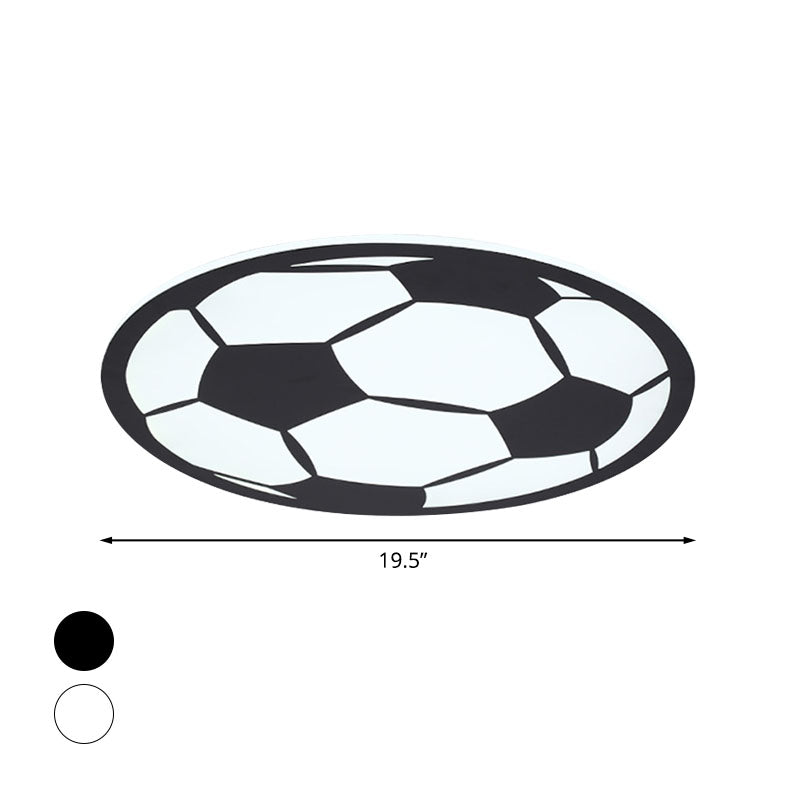 Black/White Football Flush Light Kids LED Acrylic Flush Mount Recessed Lighting for Boys Bedroom Clearhalo 'Ceiling Lights' 'Close To Ceiling Lights' 'Close to ceiling' 'Flush mount' Lighting' 1474405