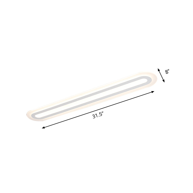 31.5"/39"/47" Wide Simplicity Oval Acrylic Flush Mount Light LED Ceiling Mounted Fixture in Warm/White Light Clearhalo 'Ceiling Lights' 'Close To Ceiling Lights' 'Close to ceiling' 'Flush mount' Lighting' 147441
