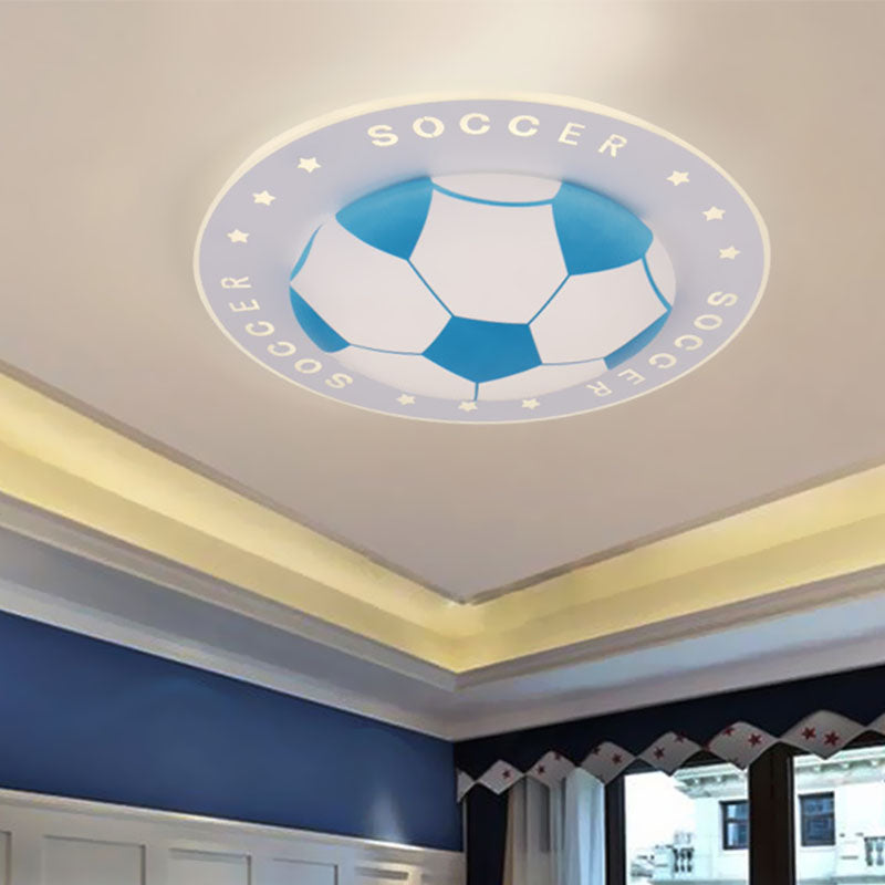 16.5"/20.5" W Kids LED Flush Mount Spotlight Black/Blue Football Flushmount Ceiling Lamp with Acrylic Shade Blue Clearhalo 'Ceiling Lights' 'Close To Ceiling Lights' 'Close to ceiling' 'Flush mount' Lighting' 1474412