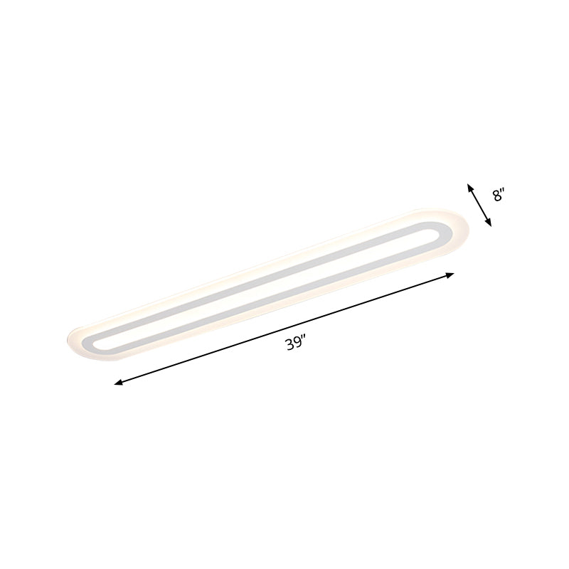 31.5"/39"/47" Wide Simplicity Oval Acrylic Flush Mount Light LED Ceiling Mounted Fixture in Warm/White Light Clearhalo 'Ceiling Lights' 'Close To Ceiling Lights' 'Close to ceiling' 'Flush mount' Lighting' 147442