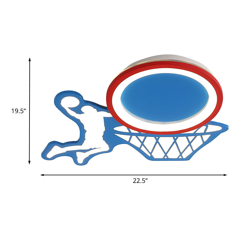 LED Nursery Flushmount Ceiling Lamp Kids Blue Flush Light Fixture with Basketball Acrylic Shade, 18"/22.5" Long Clearhalo 'Ceiling Lights' 'Close To Ceiling Lights' 'Close to ceiling' 'Flush mount' Lighting' 1474425