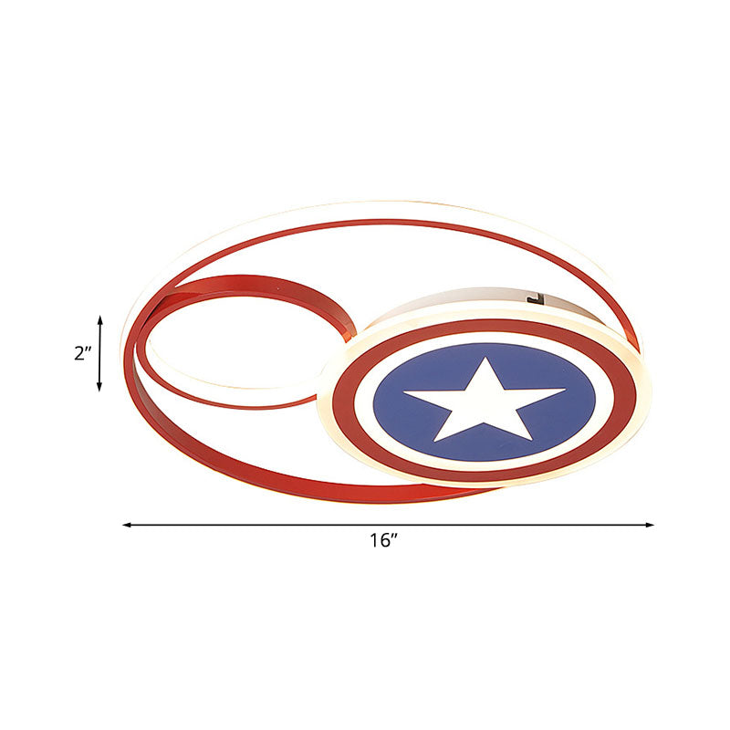 Simple Round Acrylic Flush Light 16"/19.5" Wide LED Close to Ceiling Lamp in Red and Blue with Star Pattern Clearhalo 'Ceiling Lights' 'Close To Ceiling Lights' 'Close to ceiling' 'Flush mount' Lighting' 1474586
