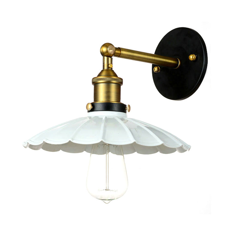 Vintage Stylish Scalloped Wall Lamp 1 Bulb Metallic Rotatable Wall Mount Light in Dark Rust/White Clearhalo 'Art deco wall lights' 'Cast Iron' 'Glass' 'Industrial wall lights' 'Industrial' 'Middle century wall lights' 'Modern' 'Rustic wall lights' 'Tiffany' 'Traditional wall lights' 'Wall Lamps & Sconces' 'Wall Lights' Lighting' 147478