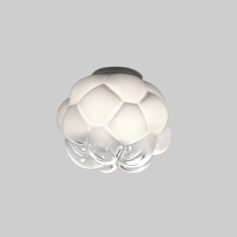 Pinecone Surface Ceiling Light Simplicity White Glass Single Bedroom Flush Mount Light Fixture Clearhalo 'Ceiling Lights' 'Close To Ceiling Lights' 'Close to ceiling' 'Flush mount' Lighting' 1475141