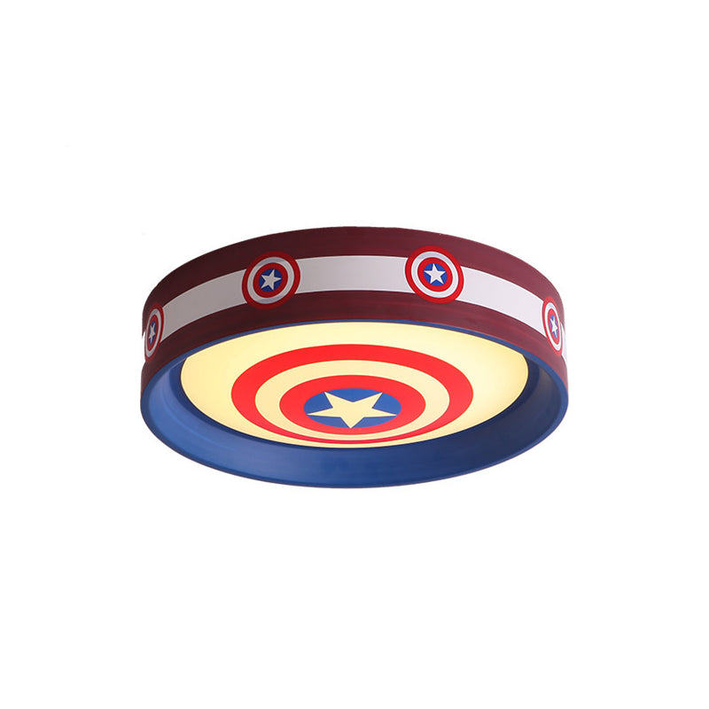 Metal Shield Flush Mount Kids LED Ceiling Mounted Light in Red and Blue with Acrylic Shade, 16.5"/20.5" W Clearhalo 'Ceiling Lights' 'Close To Ceiling Lights' 'Close to ceiling' 'Flush mount' Lighting' 1475324