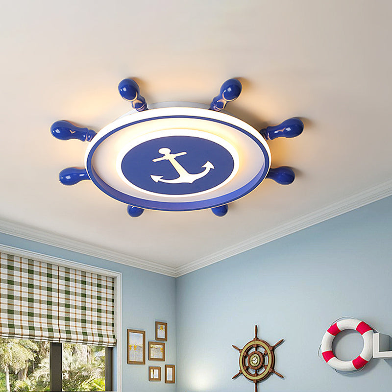 Mediterranean LED Flush Ceiling Light Blue Rudder Flush Mount Lighting Fixture with Acrylic Shade, 16"/19.5" W Blue Clearhalo 'Ceiling Lights' 'Close To Ceiling Lights' 'Close to ceiling' 'Flush mount' Lighting' 1475541