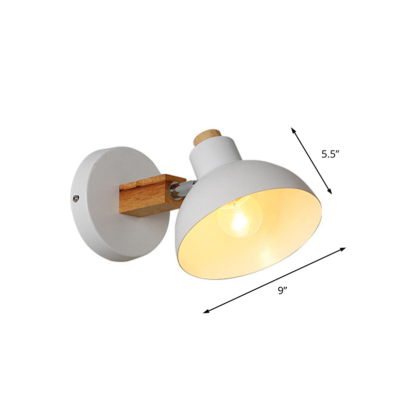 Minimalist Domed Wall Lamp Fixture 1 Bulb Metallic Sconce Lighting Fixture in White for Indoor Clearhalo 'Art deco wall lights' 'Cast Iron' 'Glass' 'Industrial wall lights' 'Industrial' 'Middle century wall lights' 'Modern' 'Rustic wall lights' 'Tiffany' 'Traditional wall lights' 'Wall Lamps & Sconces' 'Wall Lights' Lighting' 147734