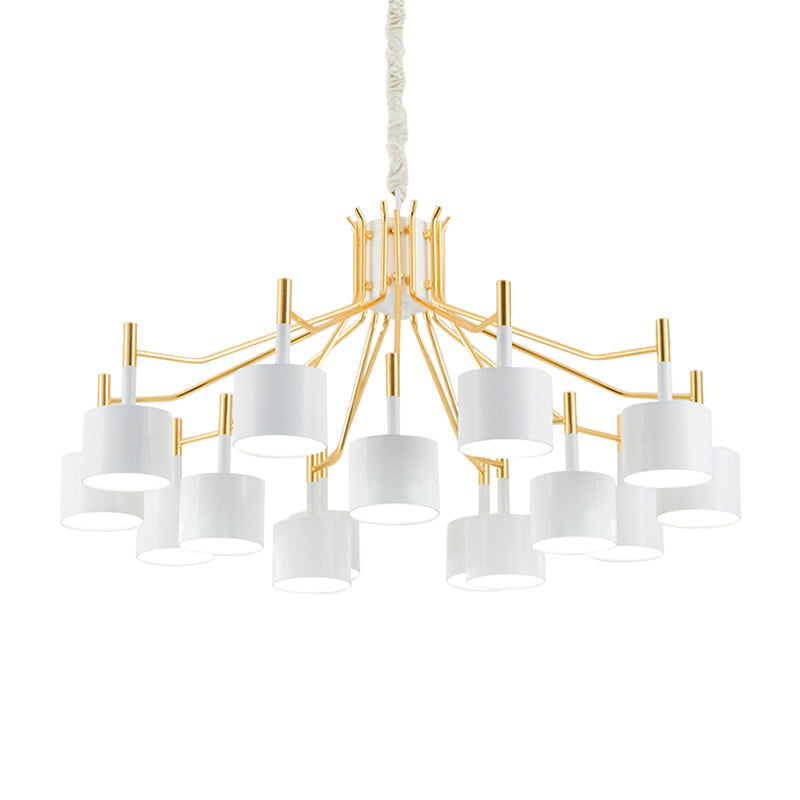 Postmodern Starburst Ceiling Light Metal 12/15 Heads Black/White Chandelier Lighting for Living Room Clearhalo 'Ceiling Lights' 'Chandeliers' 'Modern Chandeliers' 'Modern' Lighting' 147965