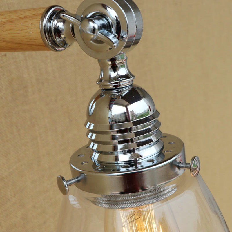 Cone Clear Glass Wall Mounted Lamp Industrial Single Bulb Dining Room Sconce Light, 8"/4"/14" Clearhalo 'Cast Iron' 'Glass' 'Industrial wall lights' 'Industrial' 'Middle century wall lights' 'Modern' 'Tiffany' 'Traditional wall lights' 'Wall Lamps & Sconces' 'Wall Lights' Lighting' 148302