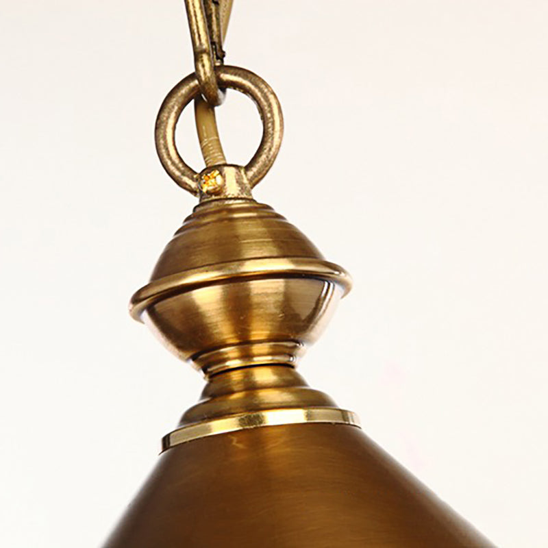Metallic Brass/Gold Finish Pendant Lighting Conical Shade 7"/8.5" Dia 1 Light Vintage Suspension Light Clearhalo 'Art Deco Pendants' 'Cast Iron' 'Ceiling Lights' 'Ceramic' 'Crystal' 'Industrial Pendants' 'Industrial' 'Metal' 'Middle Century Pendants' 'Pendant Lights' 'Pendants' 'Tiffany' Lighting' 148614