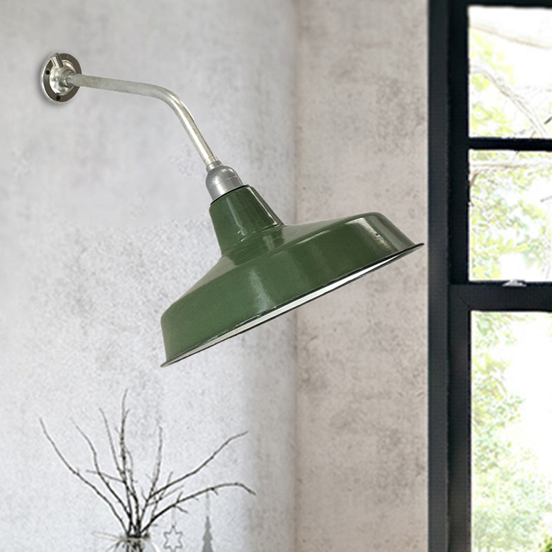 Barn Shade Living Room Wall Lighting Vintage Stylish Metallic 1 Bulb Green Wall Sconce, 14"/16" Diameter Clearhalo 'Art deco wall lights' 'Cast Iron' 'Glass' 'Industrial wall lights' 'Industrial' 'Middle century wall lights' 'Modern' 'Rustic wall lights' 'Tiffany' 'Traditional wall lights' 'Wall Lamps & Sconces' 'Wall Lights' Lighting' 149023