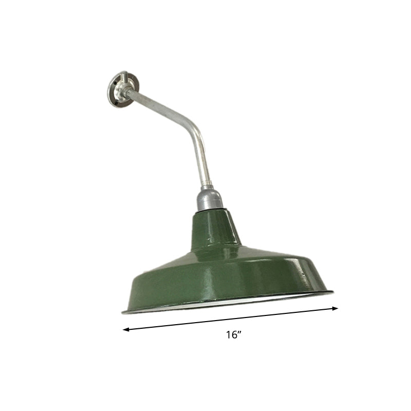 Barn Shade Living Room Wall Lighting Vintage Stylish Metallic 1 Bulb Green Wall Sconce, 14"/16" Diameter Clearhalo 'Art deco wall lights' 'Cast Iron' 'Glass' 'Industrial wall lights' 'Industrial' 'Middle century wall lights' 'Modern' 'Rustic wall lights' 'Tiffany' 'Traditional wall lights' 'Wall Lamps & Sconces' 'Wall Lights' Lighting' 149026