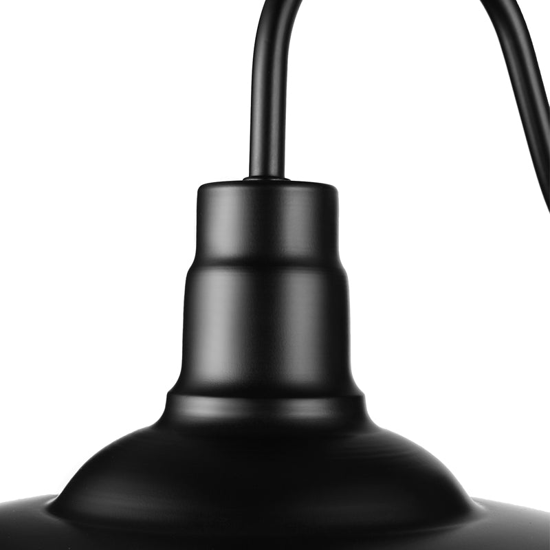 10"/14" W 1 Head Caged Sconce Light with Barn Shade and Gooseneck Arm Iron Restaurant Wall Mount Light in Black/White Clearhalo 'Art deco wall lights' 'Cast Iron' 'Glass' 'Industrial wall lights' 'Industrial' 'Middle century wall lights' 'Modern' 'Rustic wall lights' 'Tiffany' 'Traditional wall lights' 'Wall Lamps & Sconces' 'Wall Lights' Lighting' 149040