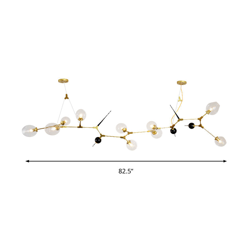 6/10 Lights Chandelier Modernist Gold Suspension Pendant with Bubble Clear Glass Shade Clearhalo 'Ceiling Lights' 'Chandeliers' 'Modern Chandeliers' 'Modern' Lighting' 149231