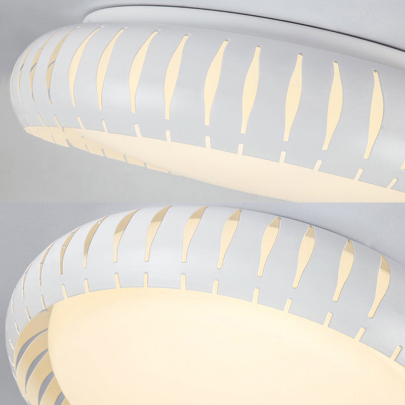 White/Black Circular Flush Mount Ceiling Light with Hollow Shade Simple Metal LED Ceiling Flush Mount for Living Room, 18.5"/22.5" Diameter Clearhalo 'Ceiling Lights' 'Close To Ceiling Lights' 'Close to ceiling' 'Flush mount' Lighting' 149401
