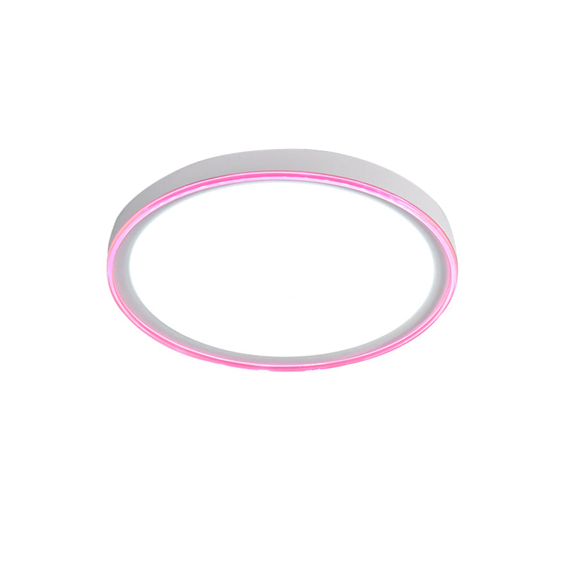 White/Pink/Yellow Metal Round Flush Light Acrylic Shade Nordic 16"/19.5" Dia LED Ceiling Fixture for Bedroom in Warm/White Clearhalo 'Ceiling Lights' 'Close To Ceiling Lights' 'Close to ceiling' 'Flush mount' Lighting' 149500