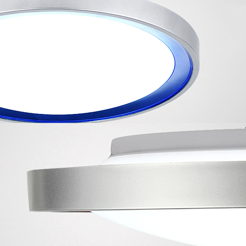 14"/16"/20" W Circular Metal Flush Light Contemporary Orange/Blue/Purple LED Ceiling Fixture with Acrylic Diffuser in Warm/White Clearhalo 'Ceiling Lights' 'Close To Ceiling Lights' 'Close to ceiling' 'Flush mount' Lighting' 149533