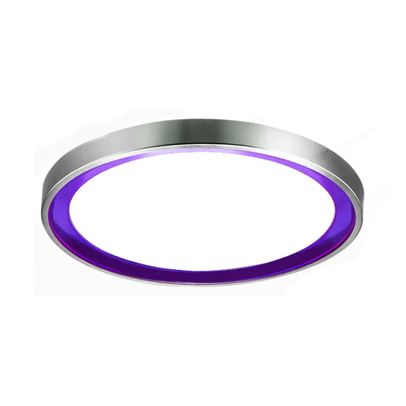 14"/16"/20" W Circular Metal Flush Light Contemporary Orange/Blue/Purple LED Ceiling Fixture with Acrylic Diffuser in Warm/White Clearhalo 'Ceiling Lights' 'Close To Ceiling Lights' 'Close to ceiling' 'Flush mount' Lighting' 149535