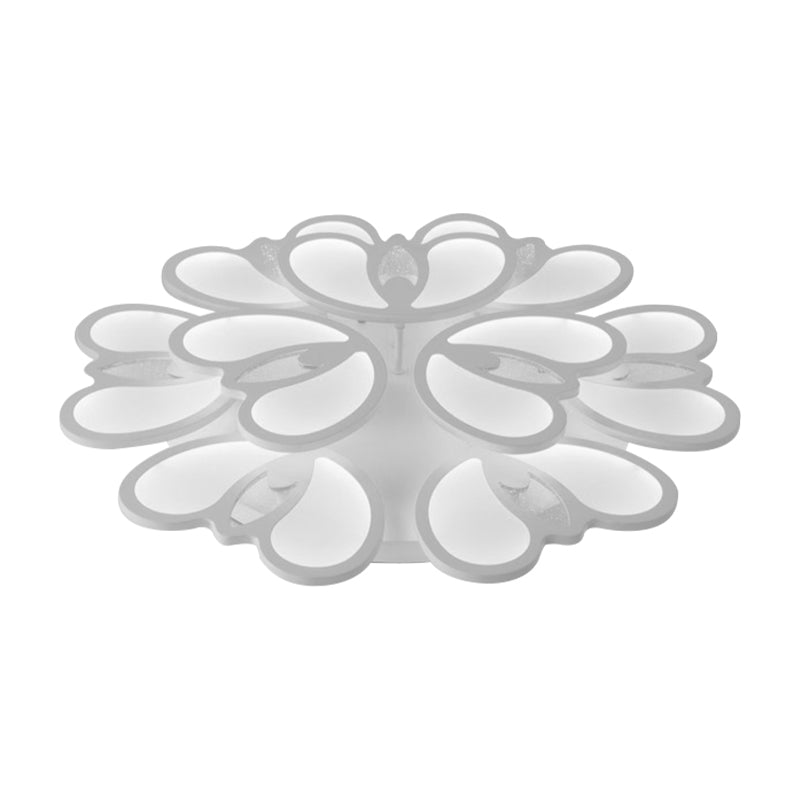 LED 9/12/18 Lights Living Room Flush Light with Buds Acrylic Shade White Ceiling Lamp in Warm/White/Natural Light Clearhalo 'Ceiling Lights' 'Close To Ceiling Lights' 'Close to ceiling' 'Semi-flushmount' Lighting' 149812