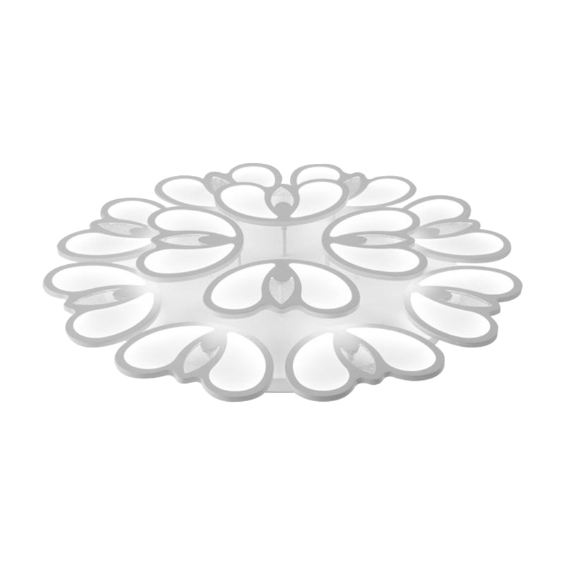 LED 9/12/18 Lights Living Room Flush Light with Buds Acrylic Shade White Ceiling Lamp in Warm/White/Natural Light Clearhalo 'Ceiling Lights' 'Close To Ceiling Lights' 'Close to ceiling' 'Semi-flushmount' Lighting' 149816