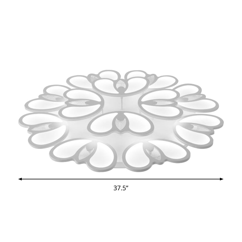 LED 9/12/18 Lights Living Room Flush Light with Buds Acrylic Shade White Ceiling Lamp in Warm/White/Natural Light Clearhalo 'Ceiling Lights' 'Close To Ceiling Lights' 'Close to ceiling' 'Semi-flushmount' Lighting' 149817