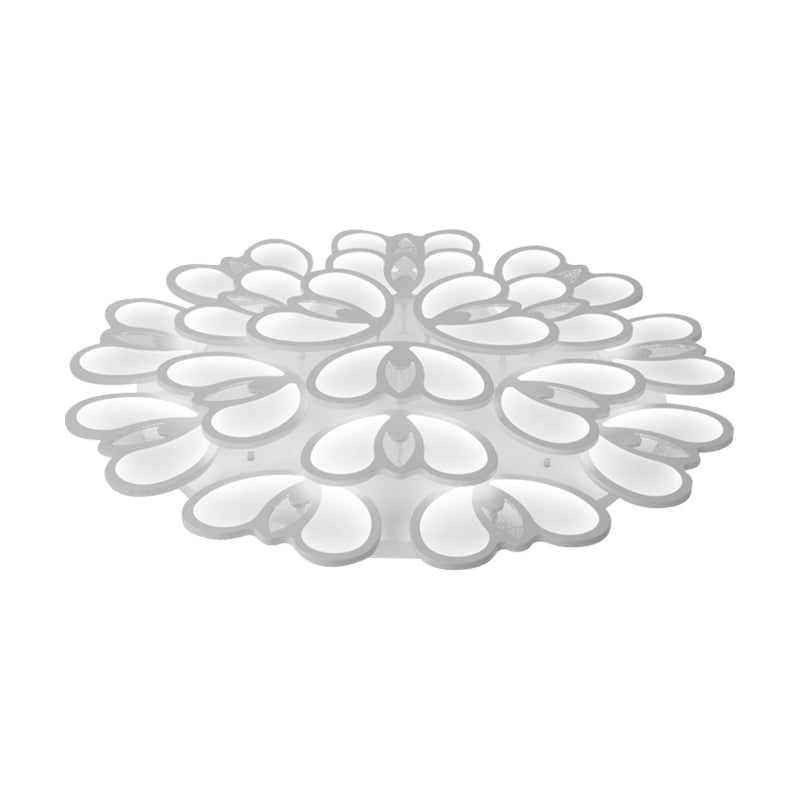 LED 9/12/18 Lights Living Room Flush Light with Buds Acrylic Shade White Ceiling Lamp in Warm/White/Natural Light Clearhalo 'Ceiling Lights' 'Close To Ceiling Lights' 'Close to ceiling' 'Semi-flushmount' Lighting' 149820