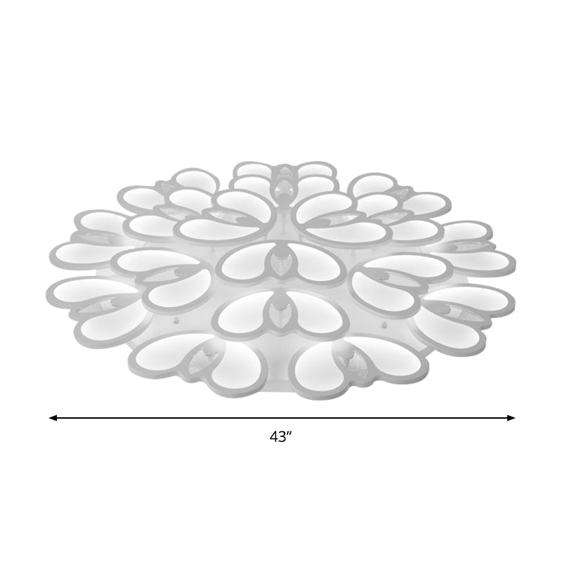 LED 9/12/18 Lights Living Room Flush Light with Buds Acrylic Shade White Ceiling Lamp in Warm/White/Natural Light Clearhalo 'Ceiling Lights' 'Close To Ceiling Lights' 'Close to ceiling' 'Semi-flushmount' Lighting' 149821