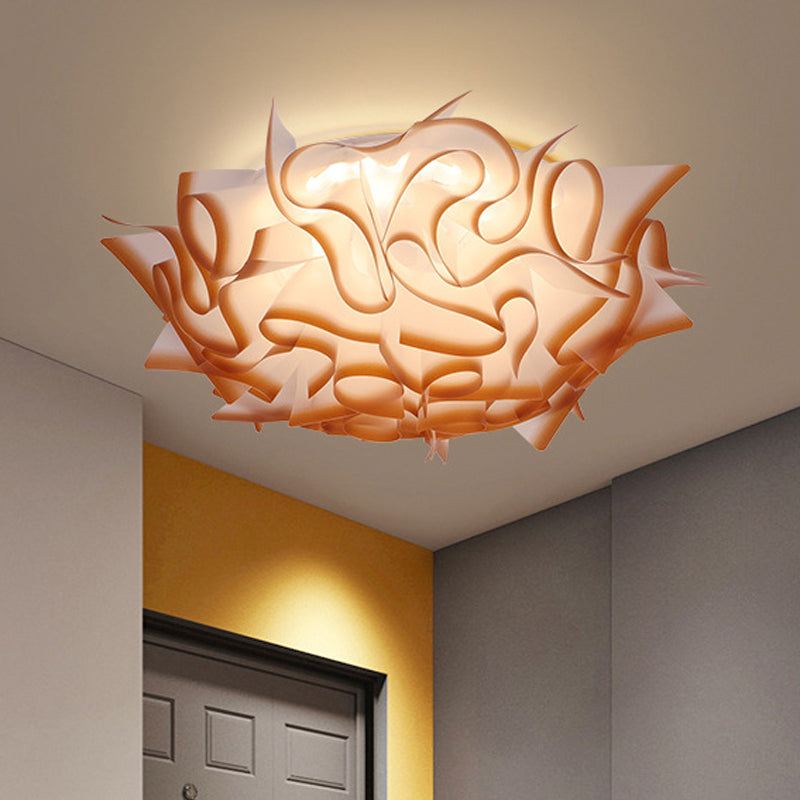 Twist Acrylic Shade Flush Mount Light Nordic White/Brown LED Ceiling Mount Light for Bedroom in Third Gear Clearhalo 'Ceiling Lights' 'Close To Ceiling Lights' 'Close to ceiling' 'Flush mount' Lighting' 149896