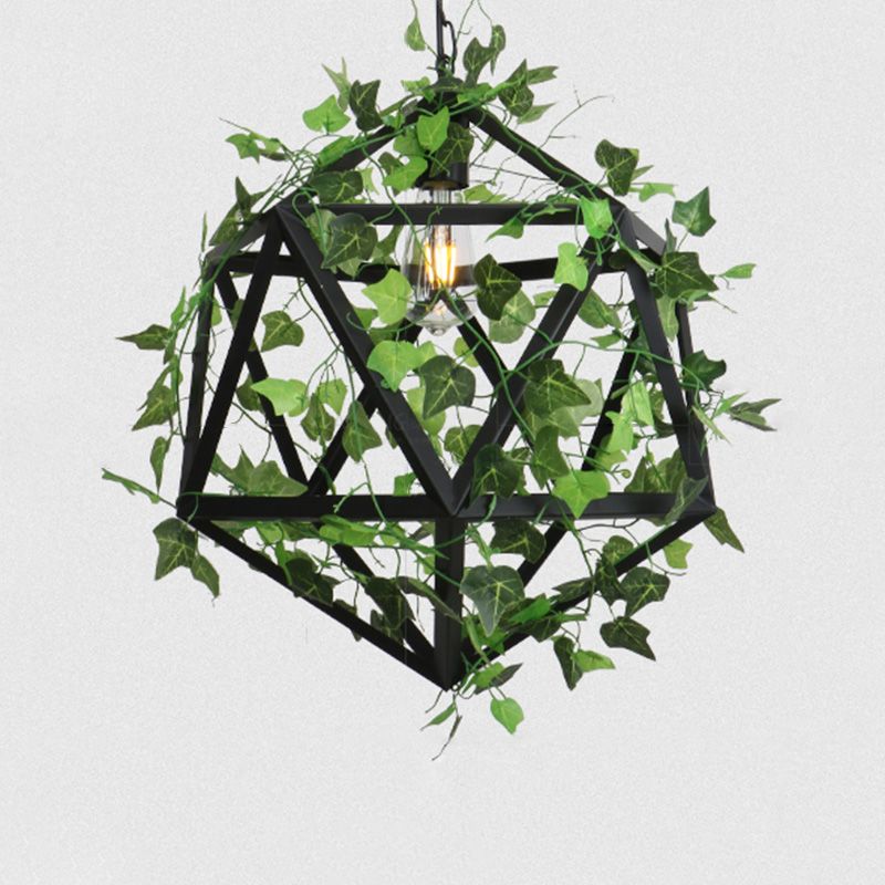 3-Light Iron Ceiling Chandelier Industrial Green Fake Plant and Cage Restaurant Pendant Lamp Green 14" Clearhalo 'Cast Iron' 'Ceiling Lights' 'Chandeliers' 'Industrial Chandeliers' 'Industrial' 'Metal' 'Middle Century Chandeliers' 'Rustic Chandeliers' 'Tiffany' Lighting' 14_0ec799fb-8163-4ad4-b1f8-4c982c6def47