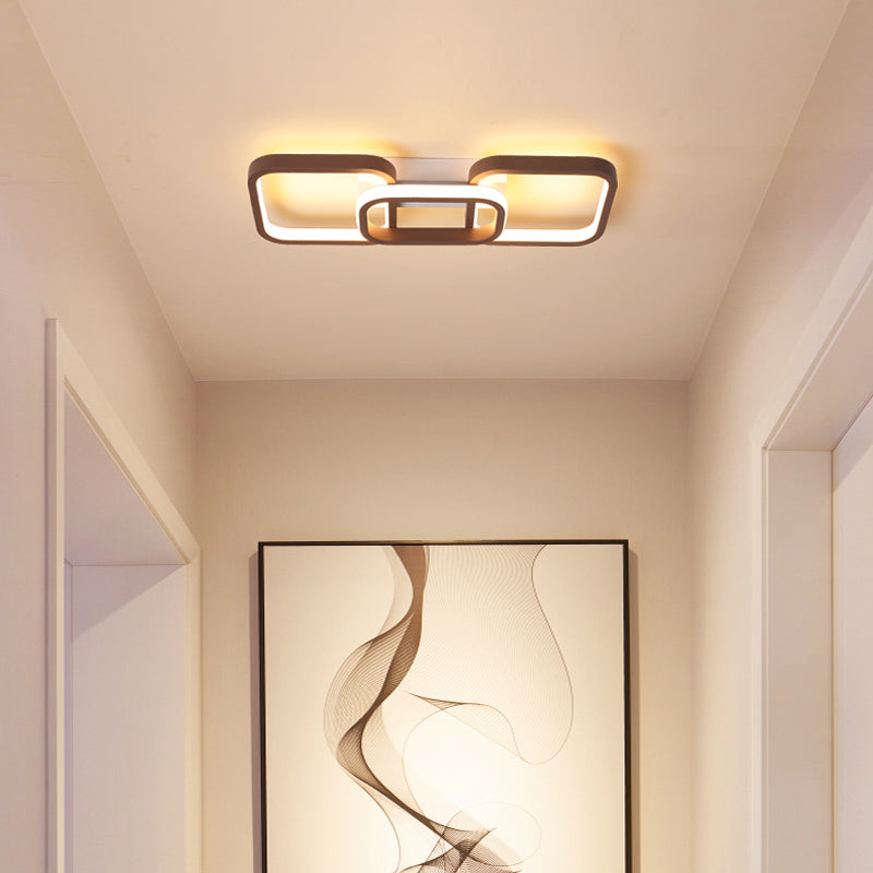 2/3/4 Heads Simple Square Flush Mount Ceiling Lamp Brown Hallway Ceiling Flush Mount in Warm/White 2 Brown Clearhalo 'Ceiling Lights' 'Close To Ceiling Lights' 'Close to ceiling' 'Flush mount' Lighting' 150031