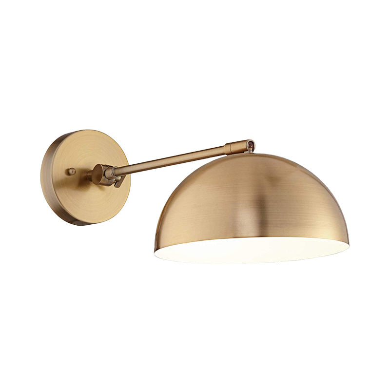 Adjustable Dome Metal Wall Sconce Farmhouse 1 Light Living Room Lighting Fixture in Brass Clearhalo 'Art deco wall lights' 'Cast Iron' 'Glass' 'Industrial wall lights' 'Industrial' 'Middle century wall lights' 'Modern' 'Rustic wall lights' 'Tiffany' 'Traditional wall lights' 'Wall Lamps & Sconces' 'Wall Lights' Lighting' 150050