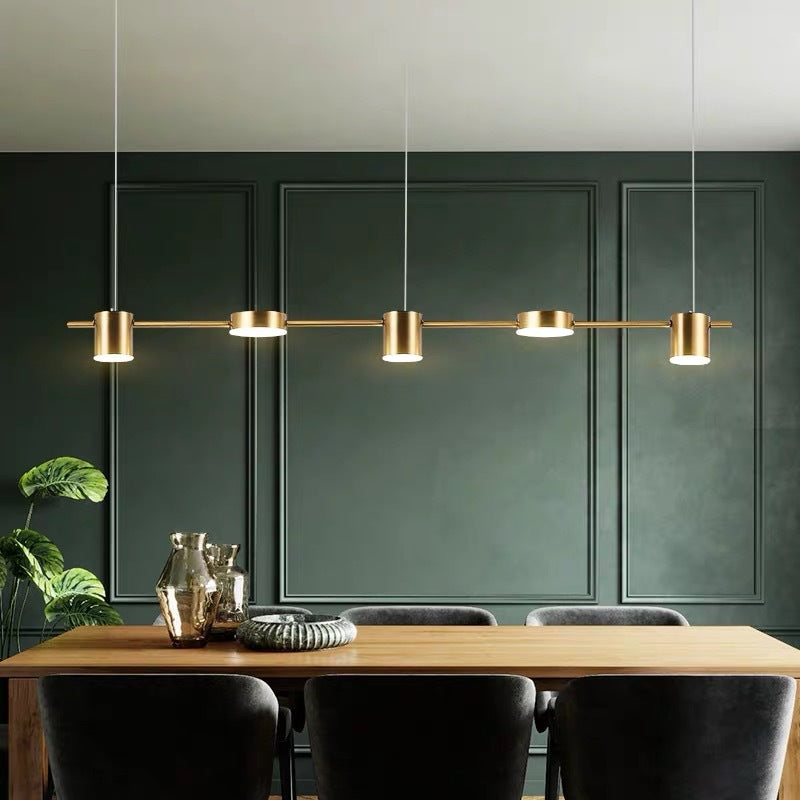 Drum Aluminum Island Pendant Modern Simple 3/5-Head Black/Gold Ceiling Light Fixture in Warm/White Light 5 Gold Clearhalo 'Ceiling Lights' 'Island Lights' Lighting' 150057