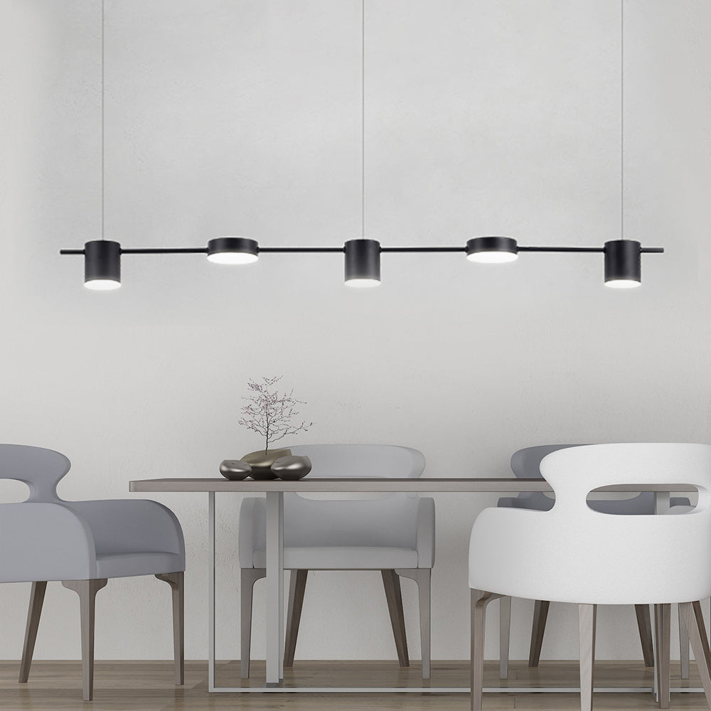 Drum Aluminum Island Pendant Modern Simple 3/5-Head Black/Gold Ceiling Light Fixture in Warm/White Light Clearhalo 'Ceiling Lights' 'Island Lights' Lighting' 150065