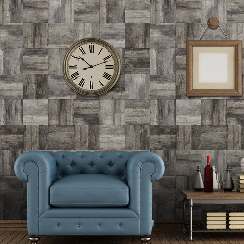 Rural Patchwork Wood Wallpaper Panel Light-Color Peel and Paste Wall Decor for Restaurant Grey Clearhalo 'Country wall decor' 'Rustic' 'Wallpaper' Wall Decor' 1501139