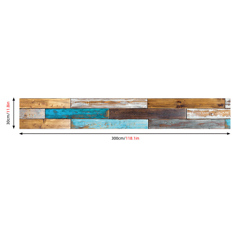 Distressed Wood Board Wallpaper Rustic Smooth Wall Art in Blue-Brown, Peel and Stick Clearhalo 'Country wall decor' 'Rustic' 'Wallpaper' Wall Decor' 1501183